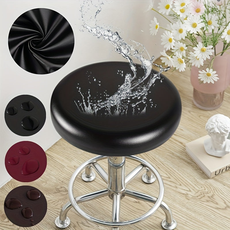Waterproof Elastic PU Leather Stool Cover for Bar and Salon Small Round Seats