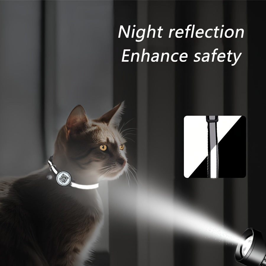 Reflective QR Code Pet Collar for Cats and Small Dogs High Visibility Night Anti-Lost Striped Polyester