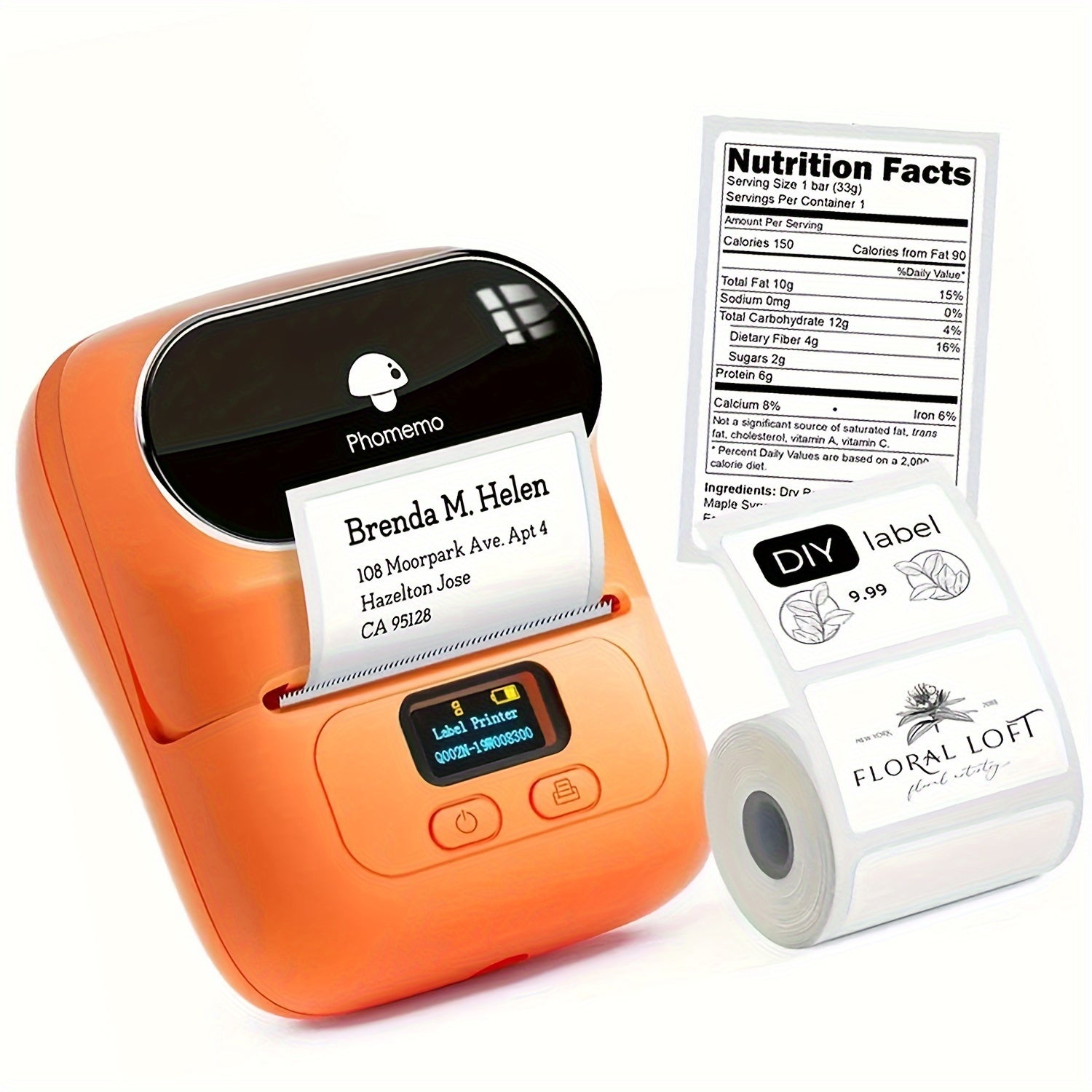 Impresora térmica portátil para etiquetas de código de barras, joyería, ropa y envío 20-50mm