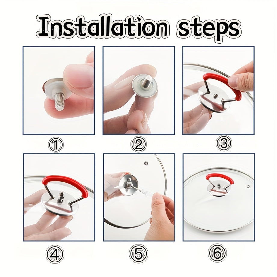 Juego de 4 asas para tapa de olla de acero inoxidable accesorios de utensilios de cocina elevador de tapas