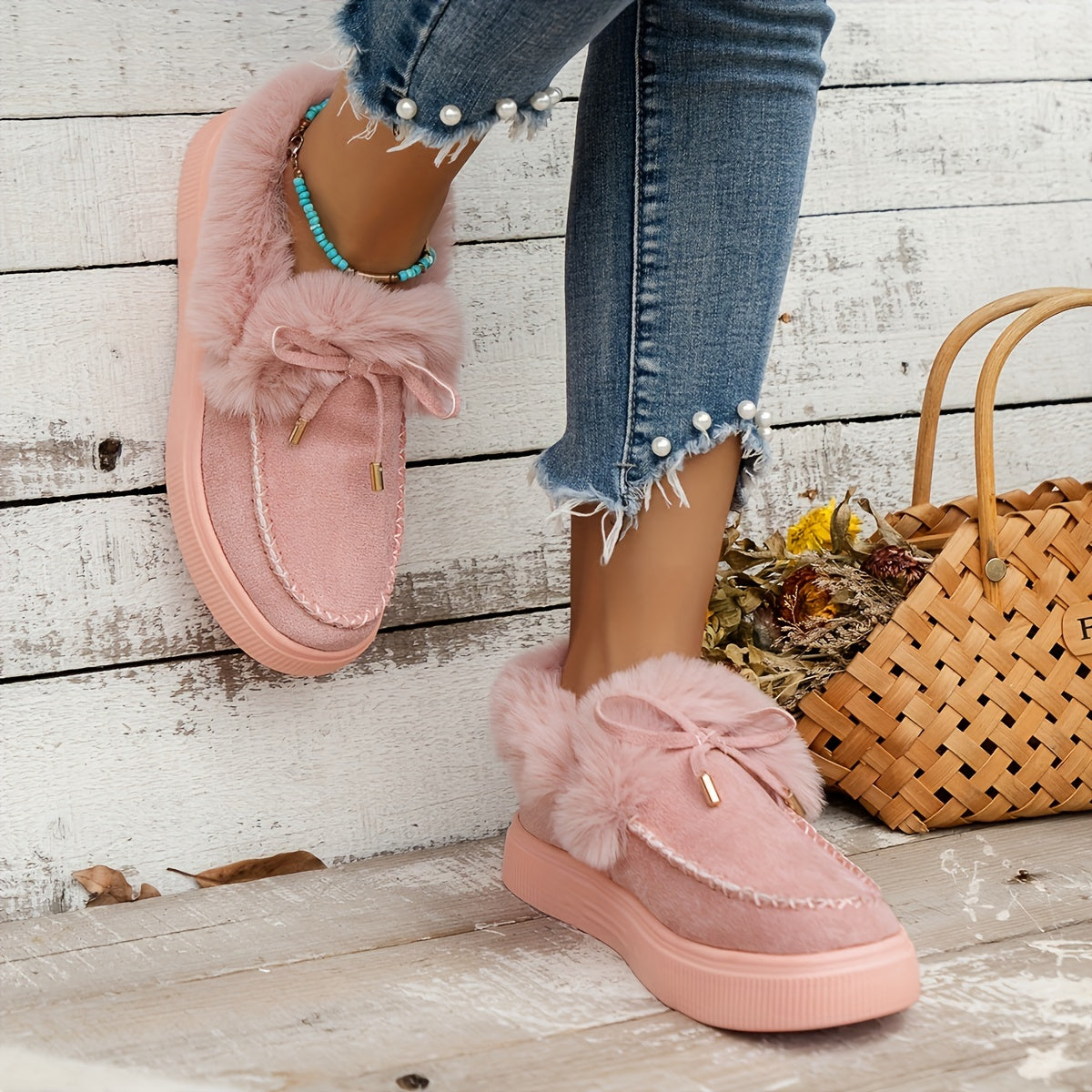 Women's Warm Comfy Slip-On Winter Snow Shoes Thermal Insulated