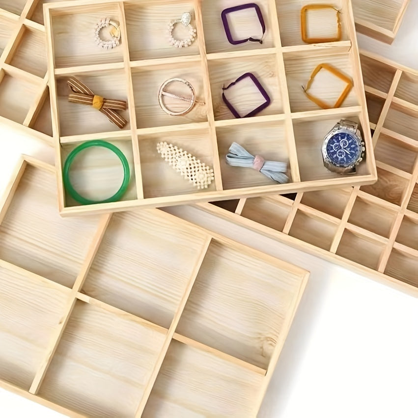 Деревянная подставка для украшений с 4-30 отделениями для организации ожерелий, колец и очков