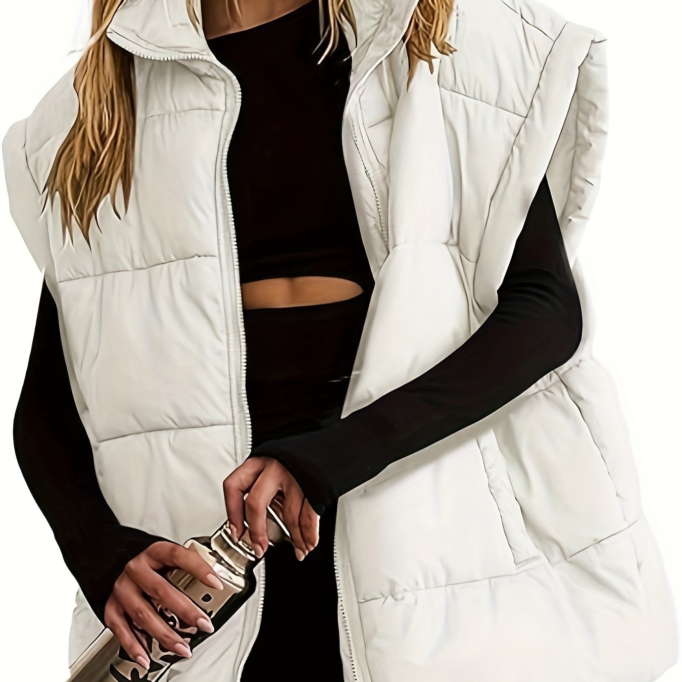 Женский жилет без рукавов большого размера в однотонном цвете