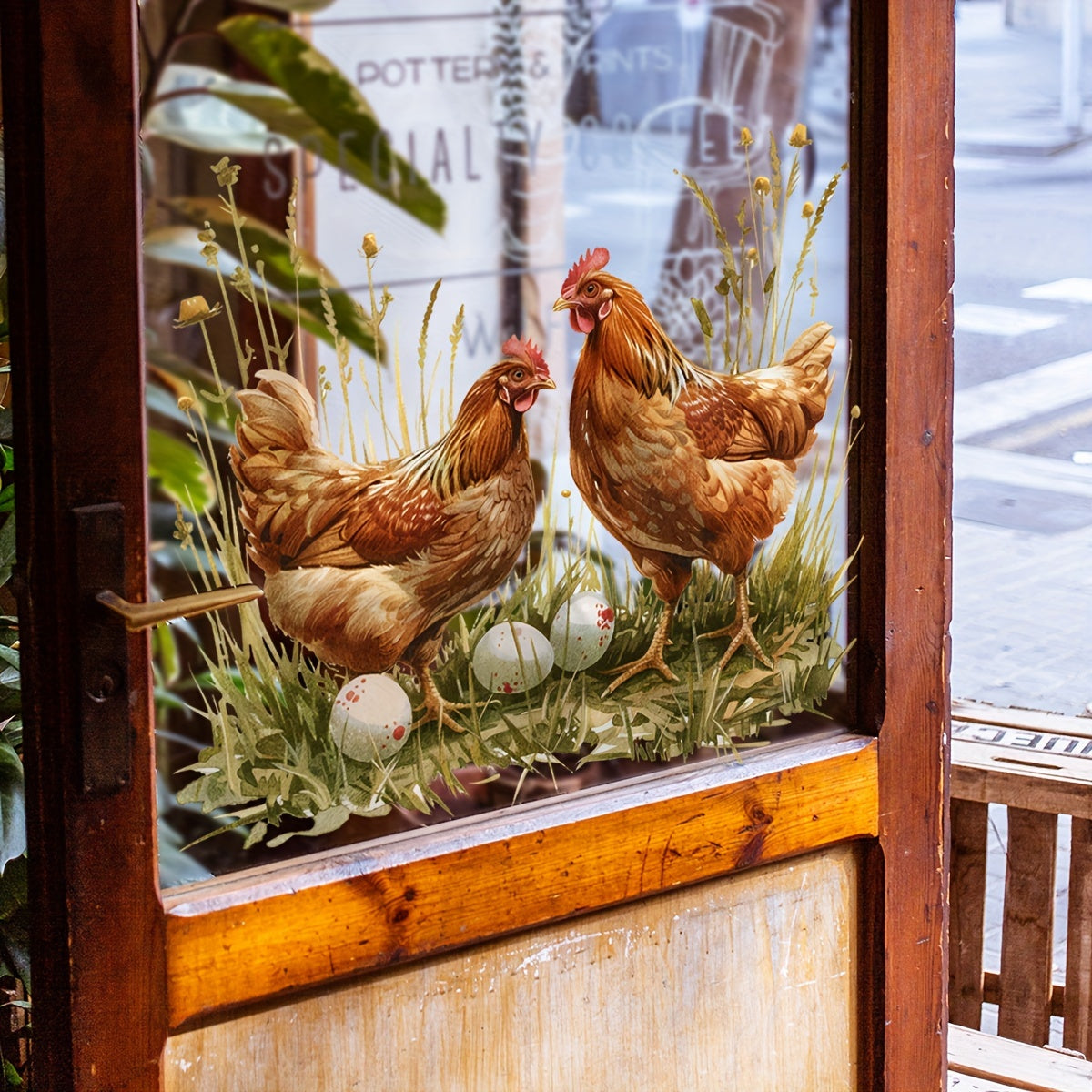 Chicken and Eggs Window Stickers Farmhouse Decor Reusable Vinyl Decals