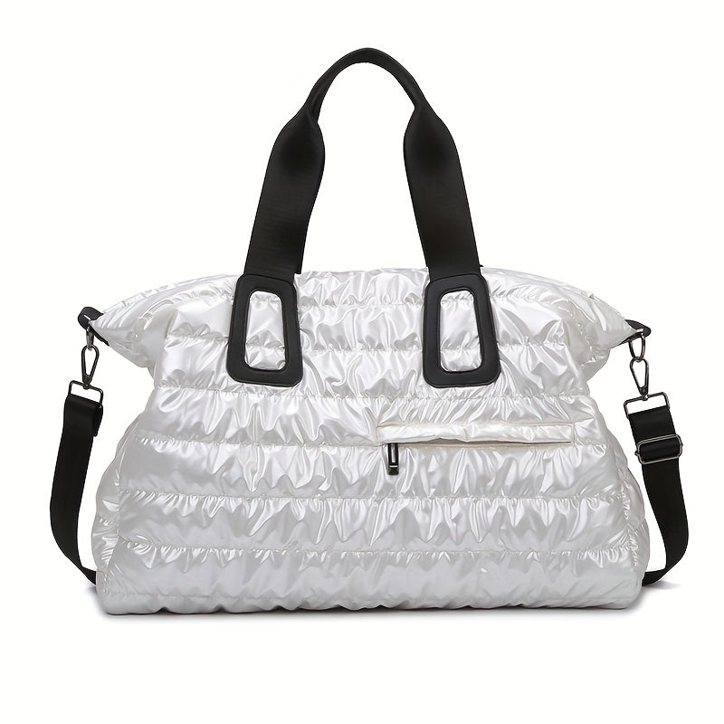 Oxford Cloth Travel Bag with Wet Dry Separation Sports Style Lightweight for Business Travel and School Black White