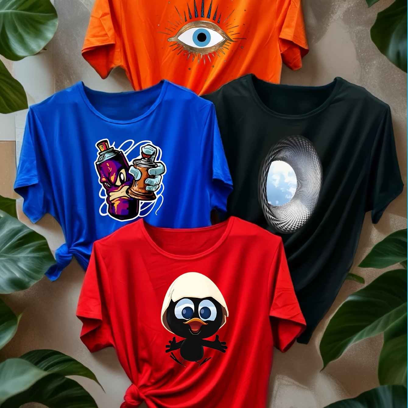 Women’s Graphic T-Shirts Polyester Blend Short Sleeve Casual Tops Vibrant Colors