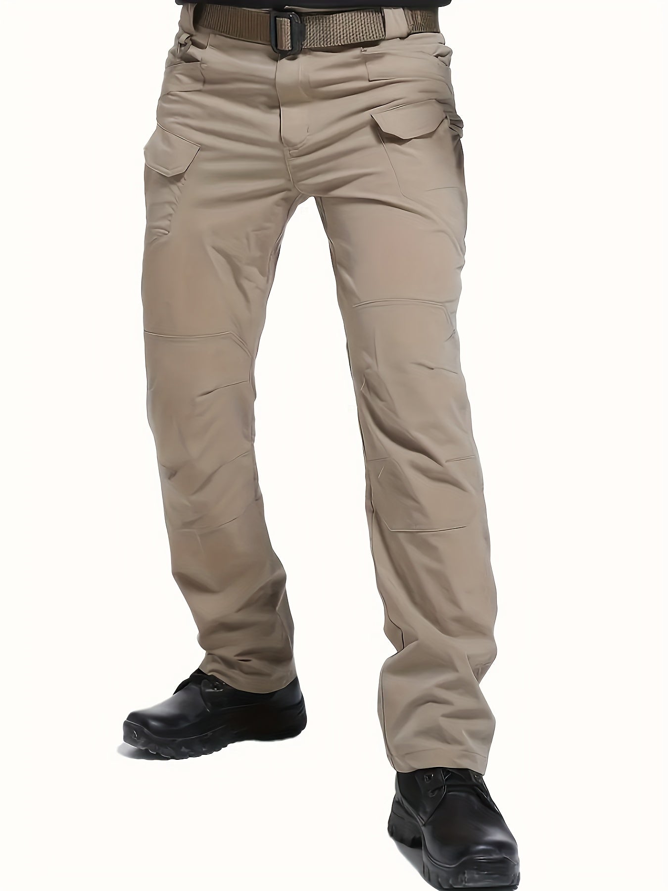 Men's Water-Resistant Polyester Tactical Work Pants with Multiple Pockets
