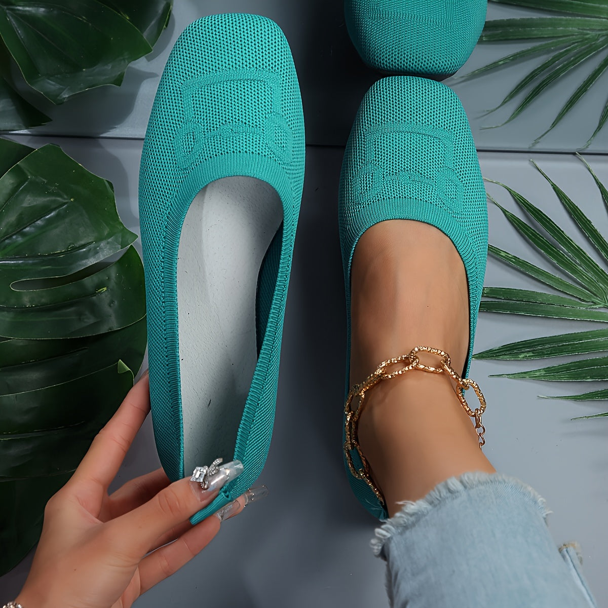 Zapatos planos casuales para mujer con suela ligera, transpirable y de TPR