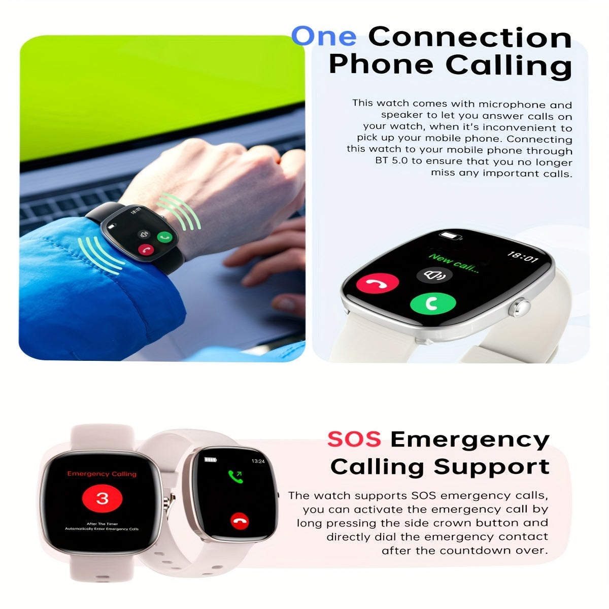 Умные часы с полным сенсорным экраном 1,83 дюйма, с возможностью звонков и отслеживания спортивных показателей для iPhone и Android