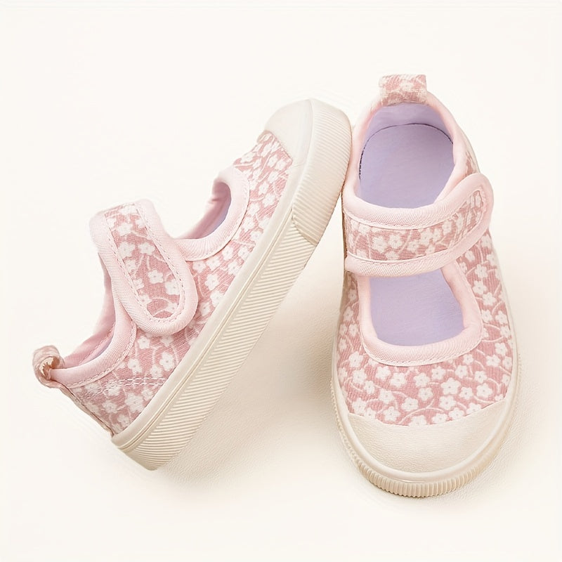 Girls Floral Canvas Sneakers Non-Slip Breathable Casual for Spring Fall