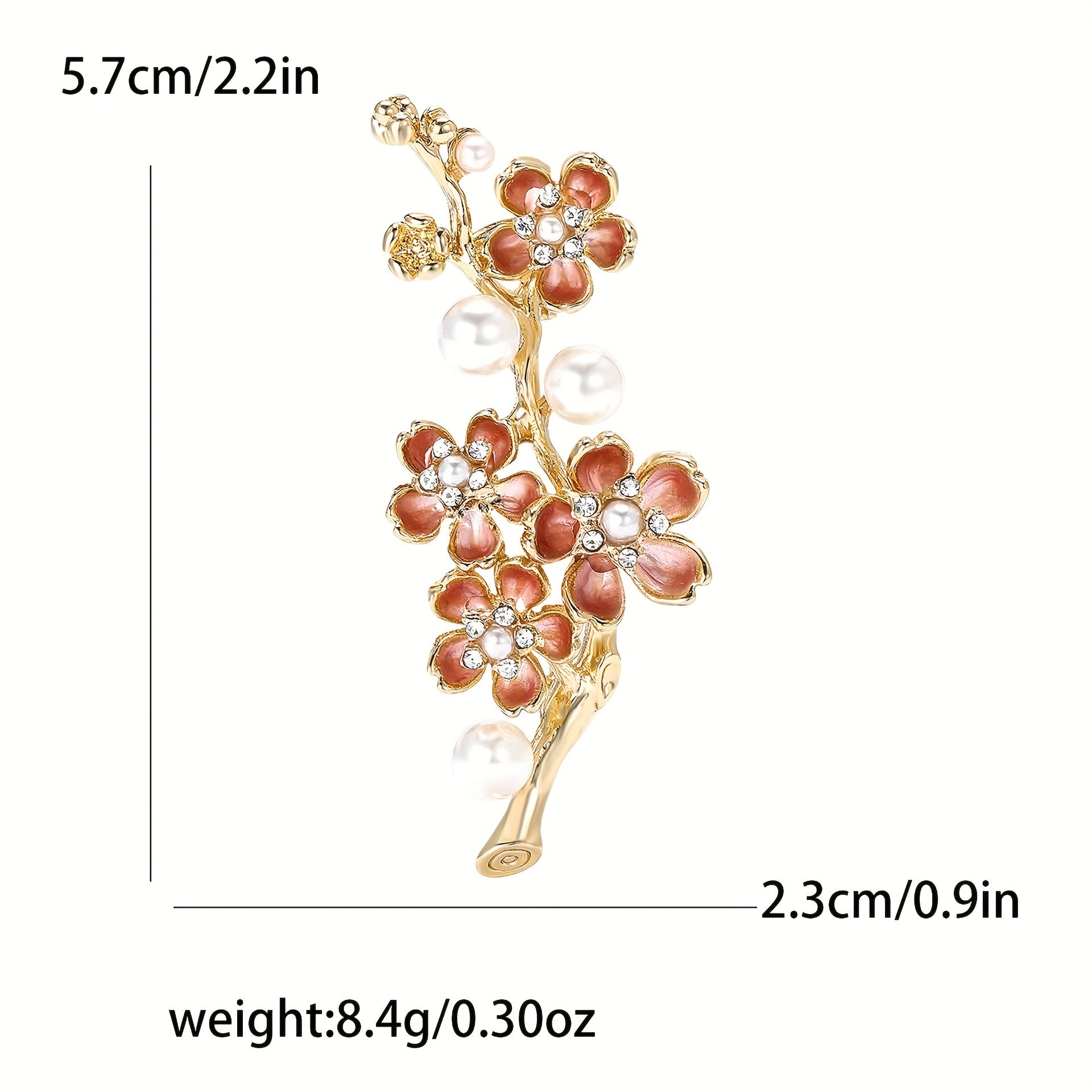 Floral Brooch with Pearls and Enamel for Women's Fashion Alloy Pin