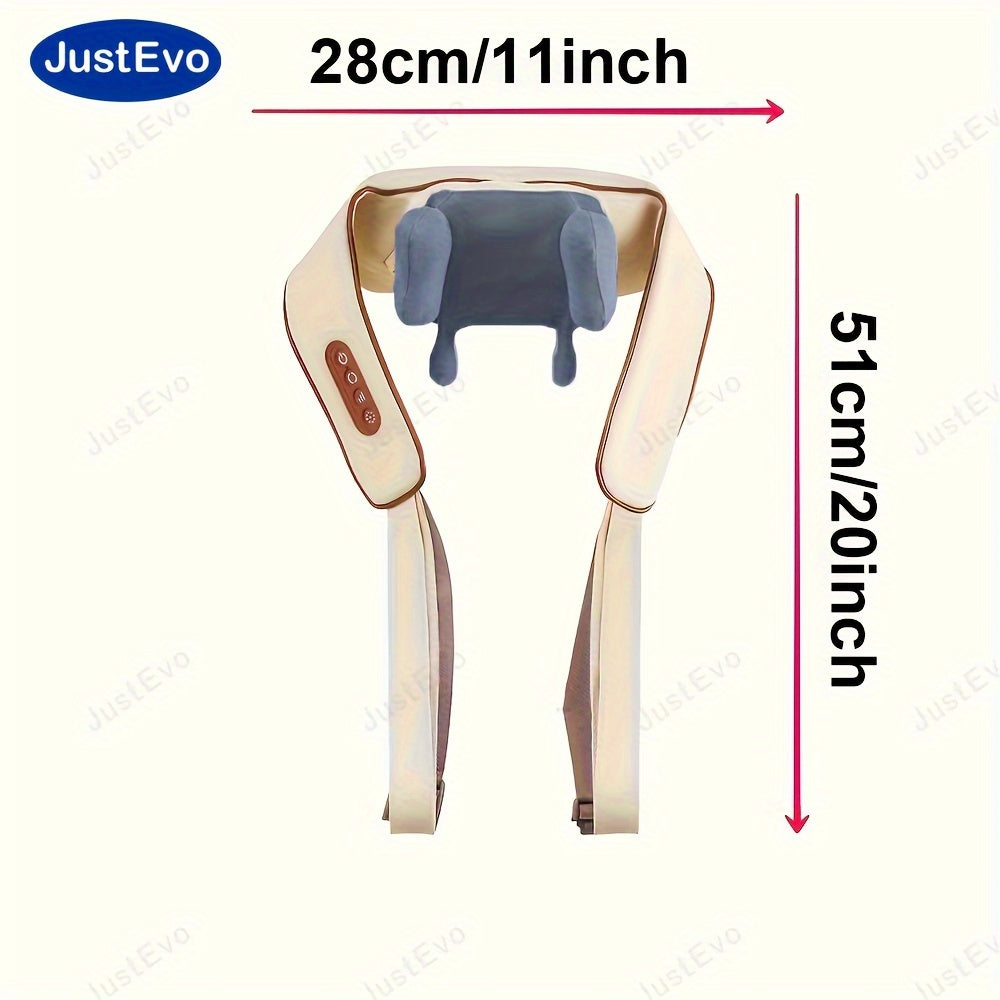 JustEvo USB orqali zaryadlanadigan to'liq tanali massajchi, 1800mAh litiy polimer batareyasi bilan - bo'yin, bel va yelkalarga moslashtirilgan.