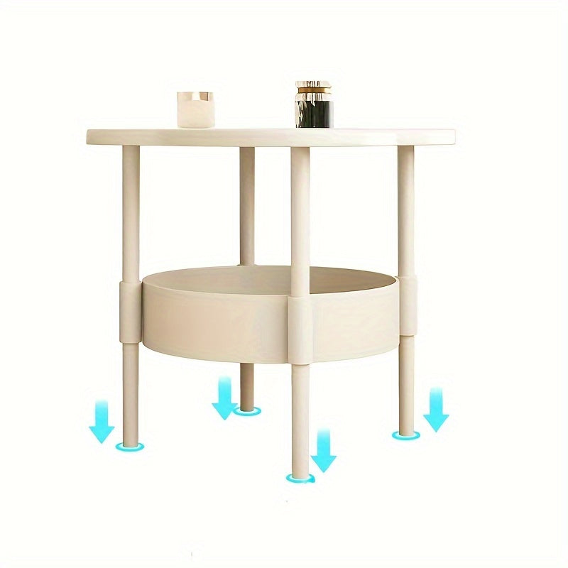 Mesa de té de plástico con estante para sala de estar, elegante y duradera