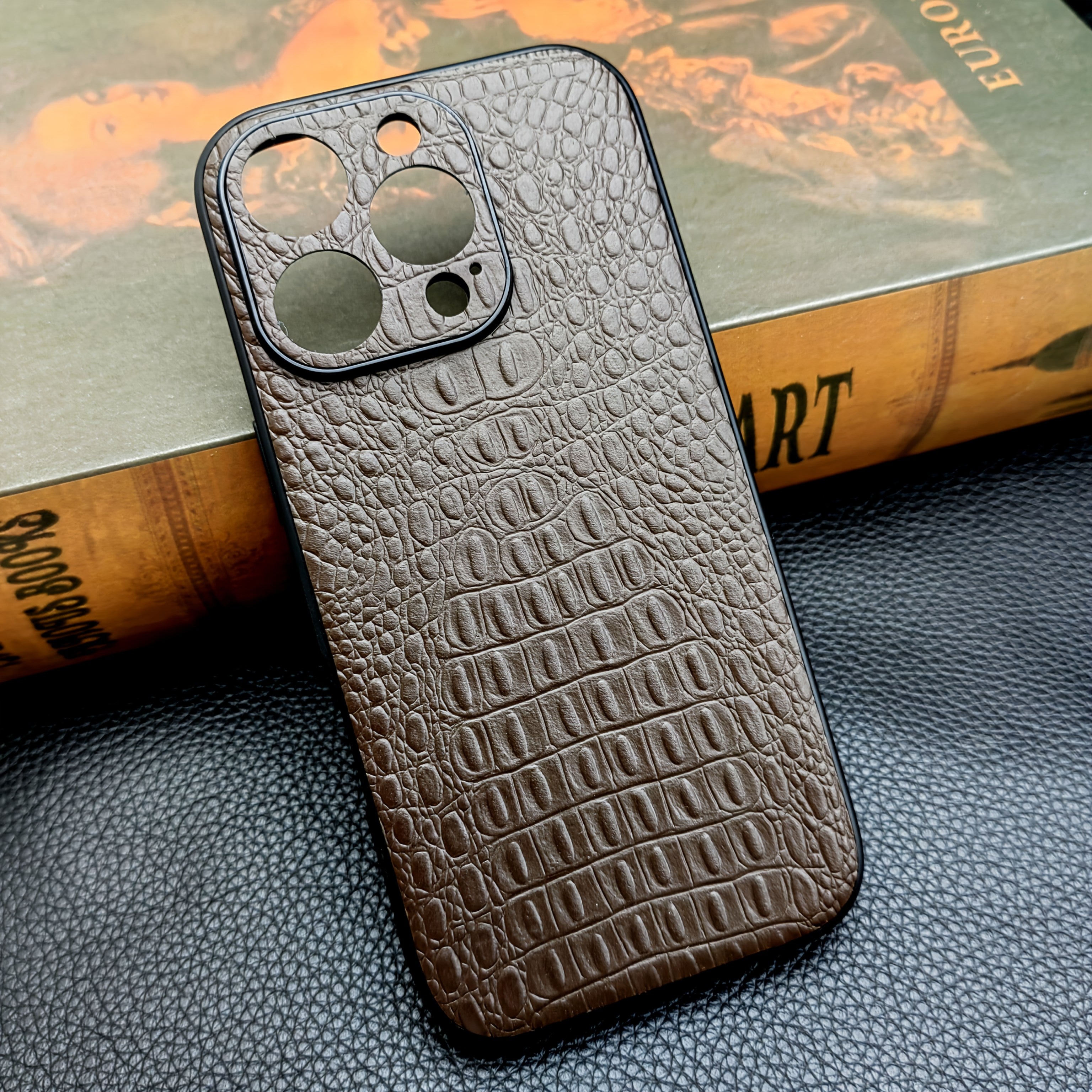 Genuine Leather Phone Case for Apple iPhone 13-16 Series Shockproof and Anti-Slip