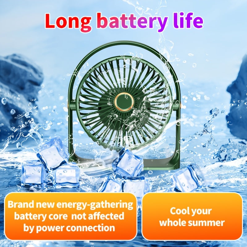 Compact 6-Inch LED Table Fan with Backlight Rechargeable USB Battery for Office Camping Travel