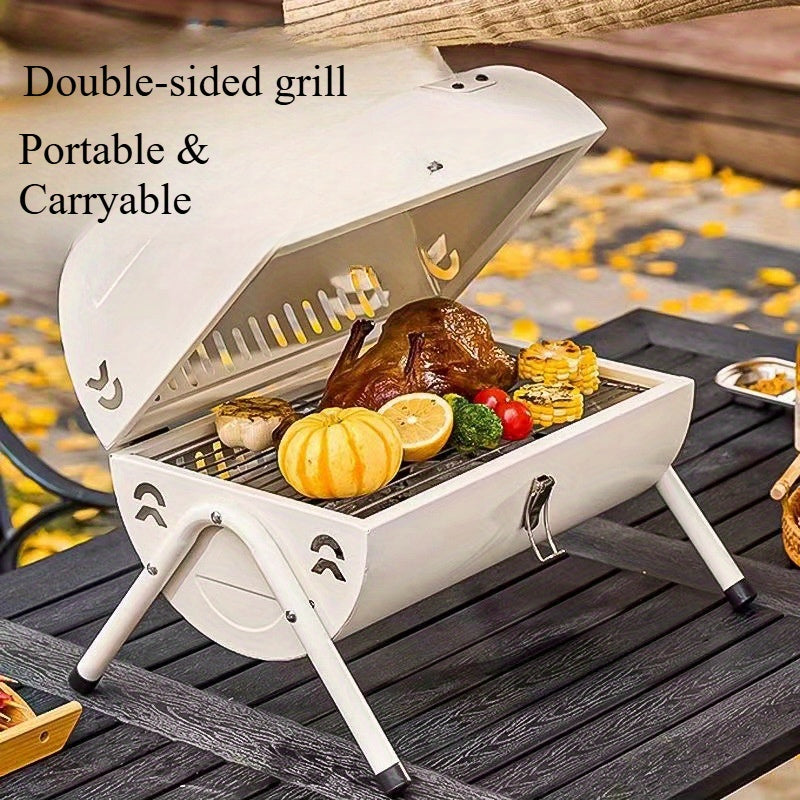 Уличный двусторонний портативный дымоходный гриль для приготовления на углях, кемпинга, пикников, вечеринок, двора