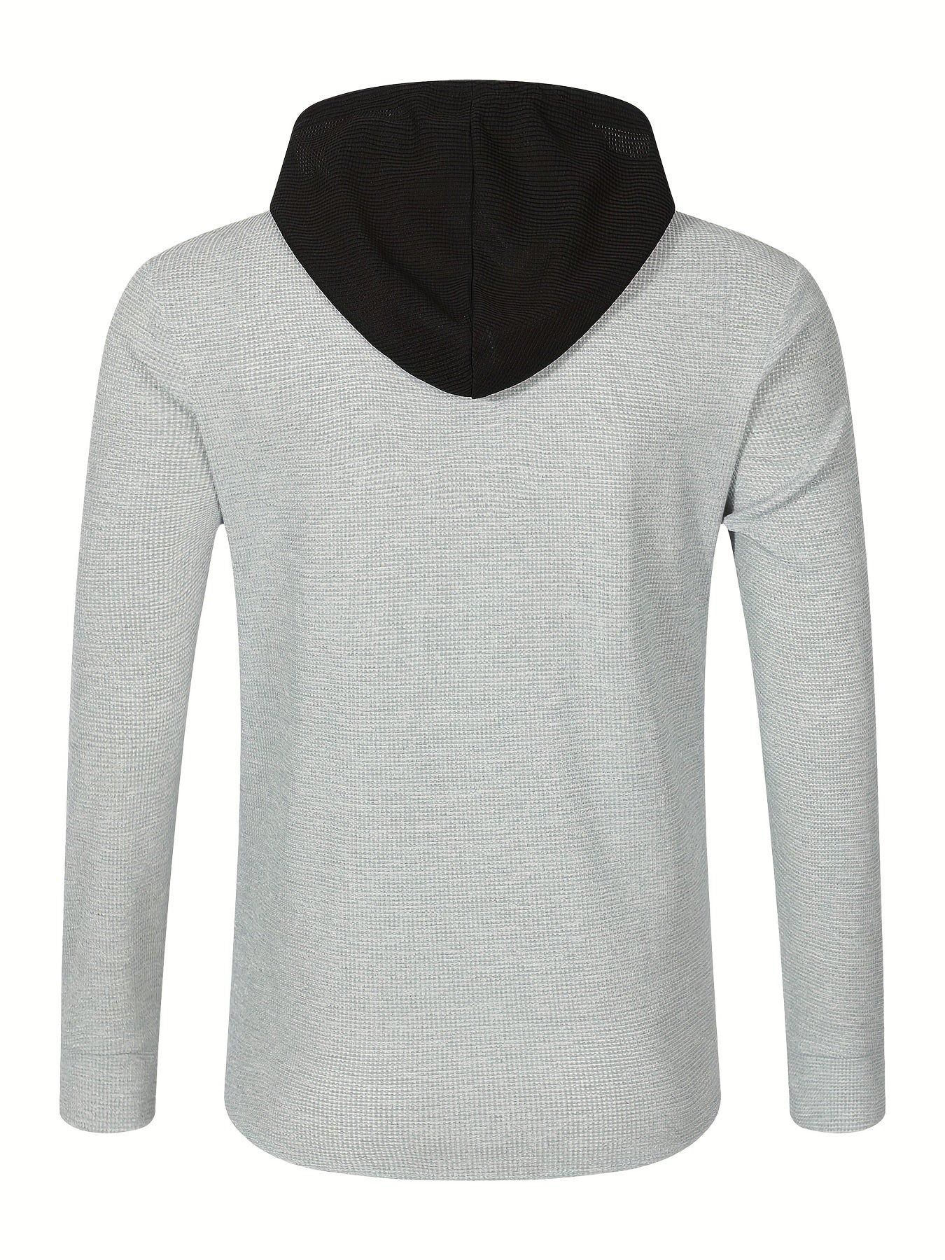 Men's Long Sleeve Hooded Waffle Solid Sports Suit Set for Spring and Autumn