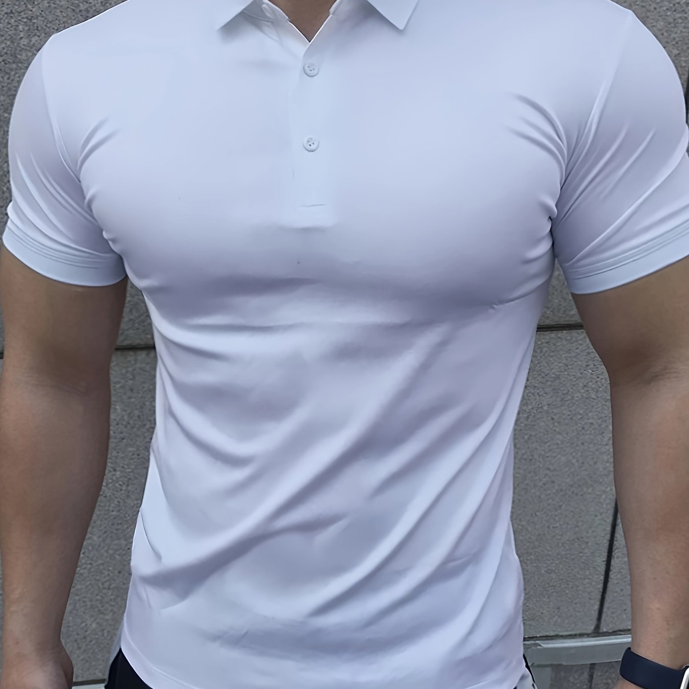 Camiseta atlética para hombre, poliéster, ajuste ajustado, verano, transpirable, secado rápido, cuello casual