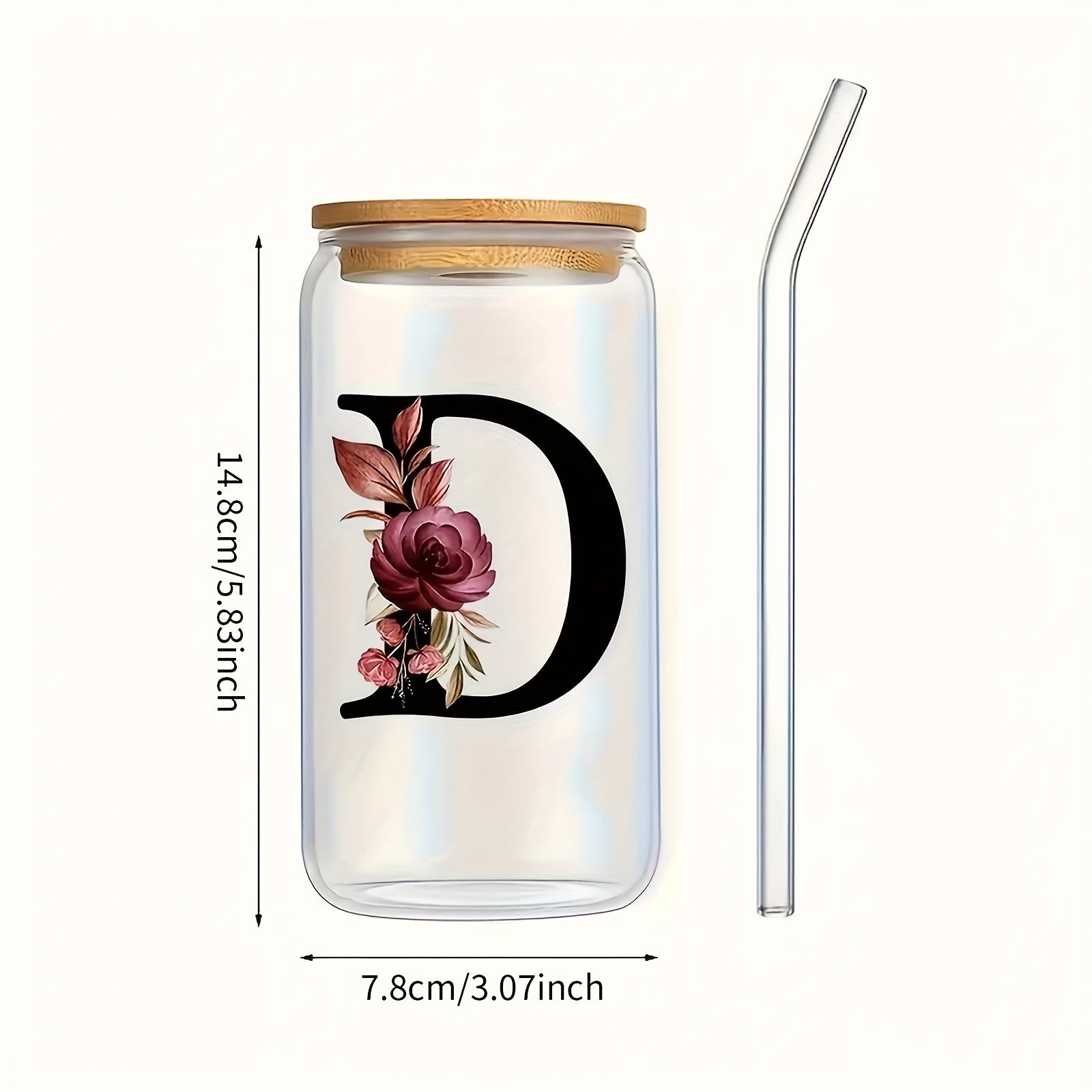 16oz Frosted Glass Cup with Bamboo Lid for Outdoor Camping