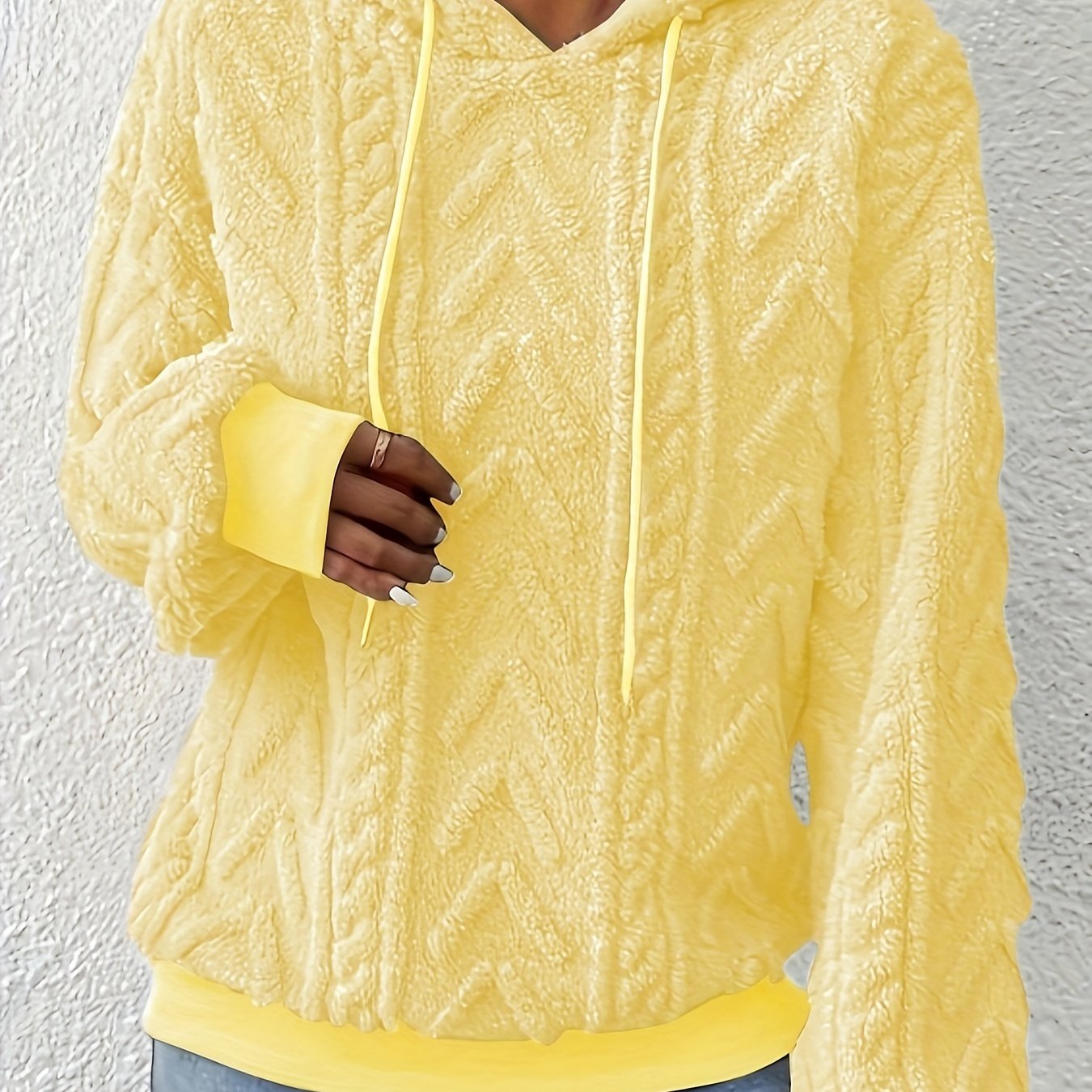 Women's Hooded Pullover Sweater Soft Polyester Spandex Solid Color Machine Washable