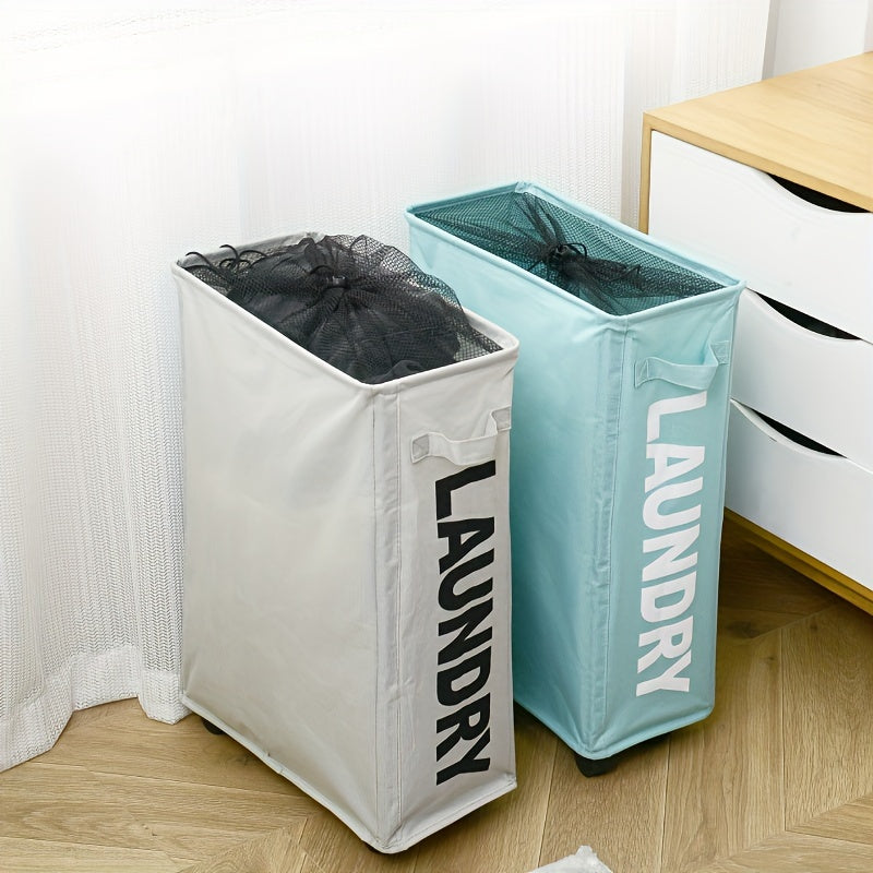 Cesta de ropa plegable con asa y ruedas de 55,88 cm para organización del hogar