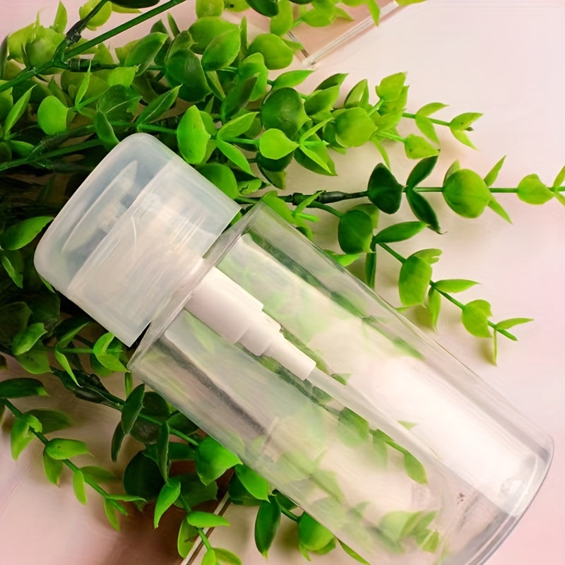 Botella dispensadora de bomba push-down de plástico transparente para cuidado de la piel