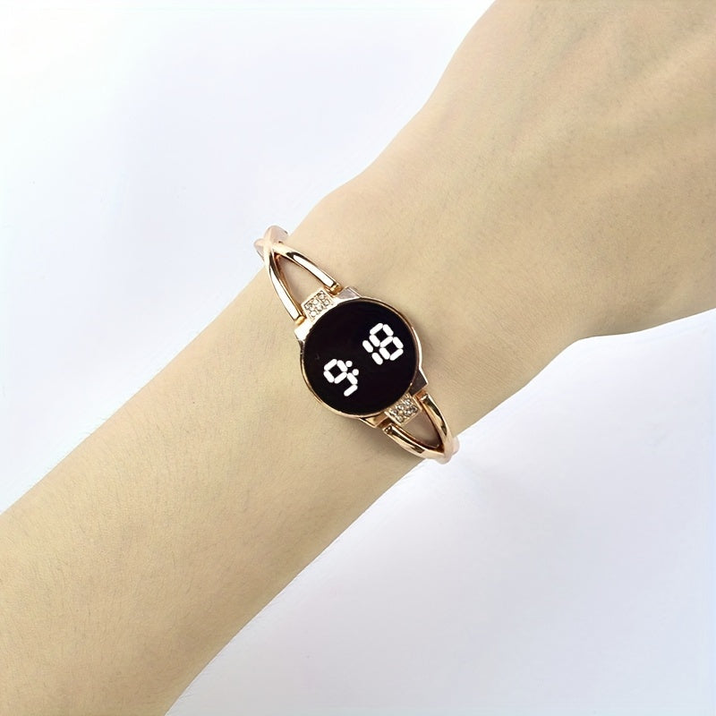 Ayollar uchun LED sensorli ekran po'lat bangle soat zamonaviy moda uslubiga mos