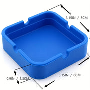 Unisex Silicone Square Ashtray Solid Color Anti-Drop Ash Storage Box
