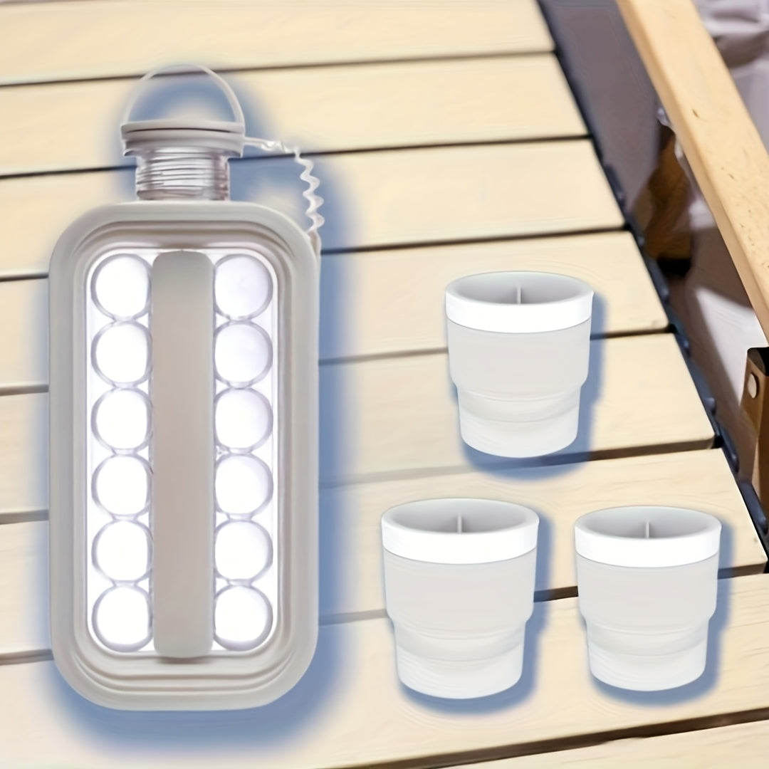 Unisex Folding Ice Maker and Water Bottle Set for Cocktails and Barbecue