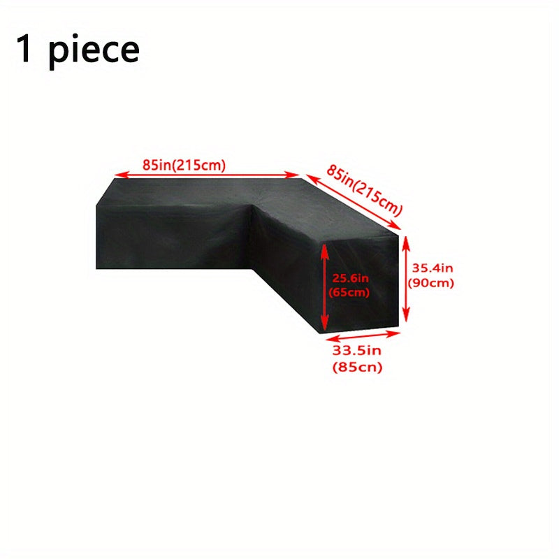 L-Shaped Outdoor Sofa Cover Waterproof Patio Furniture Protector Black Drawstring