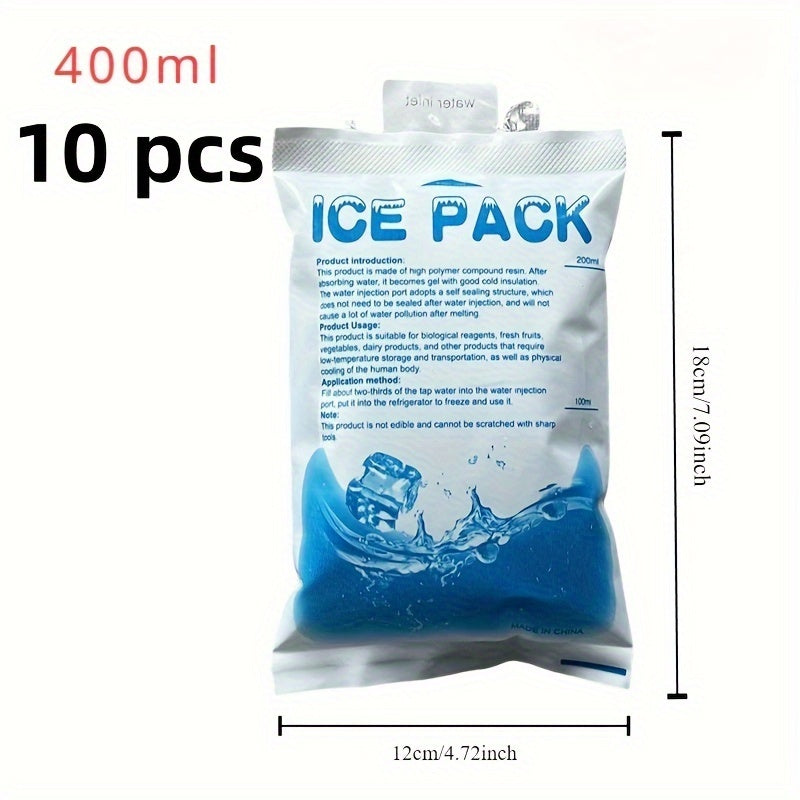 10-Pack Reusable Ice Packs Leakproof Cooling Bags for Food and Cooler Storage