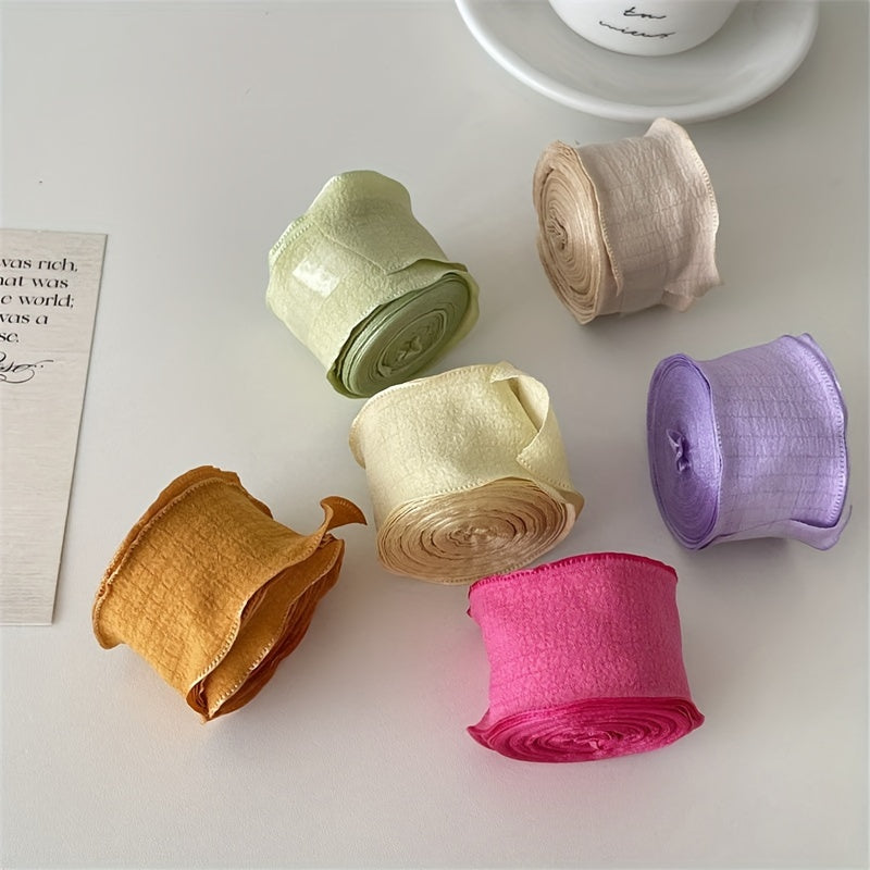 Boho Chic Pleated Ribbon Gift Wrap with Lotus Leaf Edge for Holiday Decorations