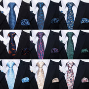 Набор из 4 мужских цветочных галстуков, платков, запонок, манжетных кнопок, свадебная вечеринка, деловые аксессуары