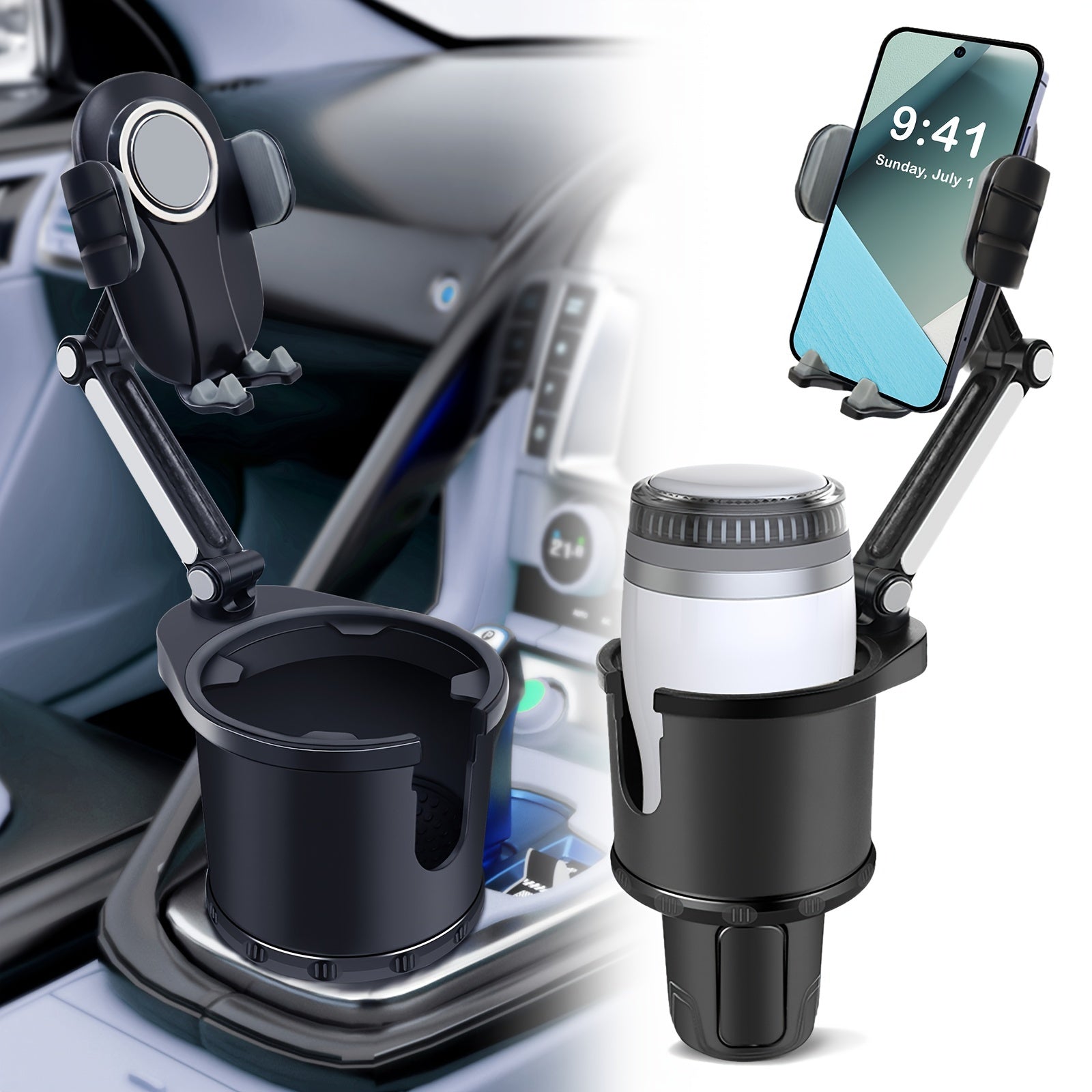 Car Cup Holder Phone Mount Universal Expander with 360° Rotation