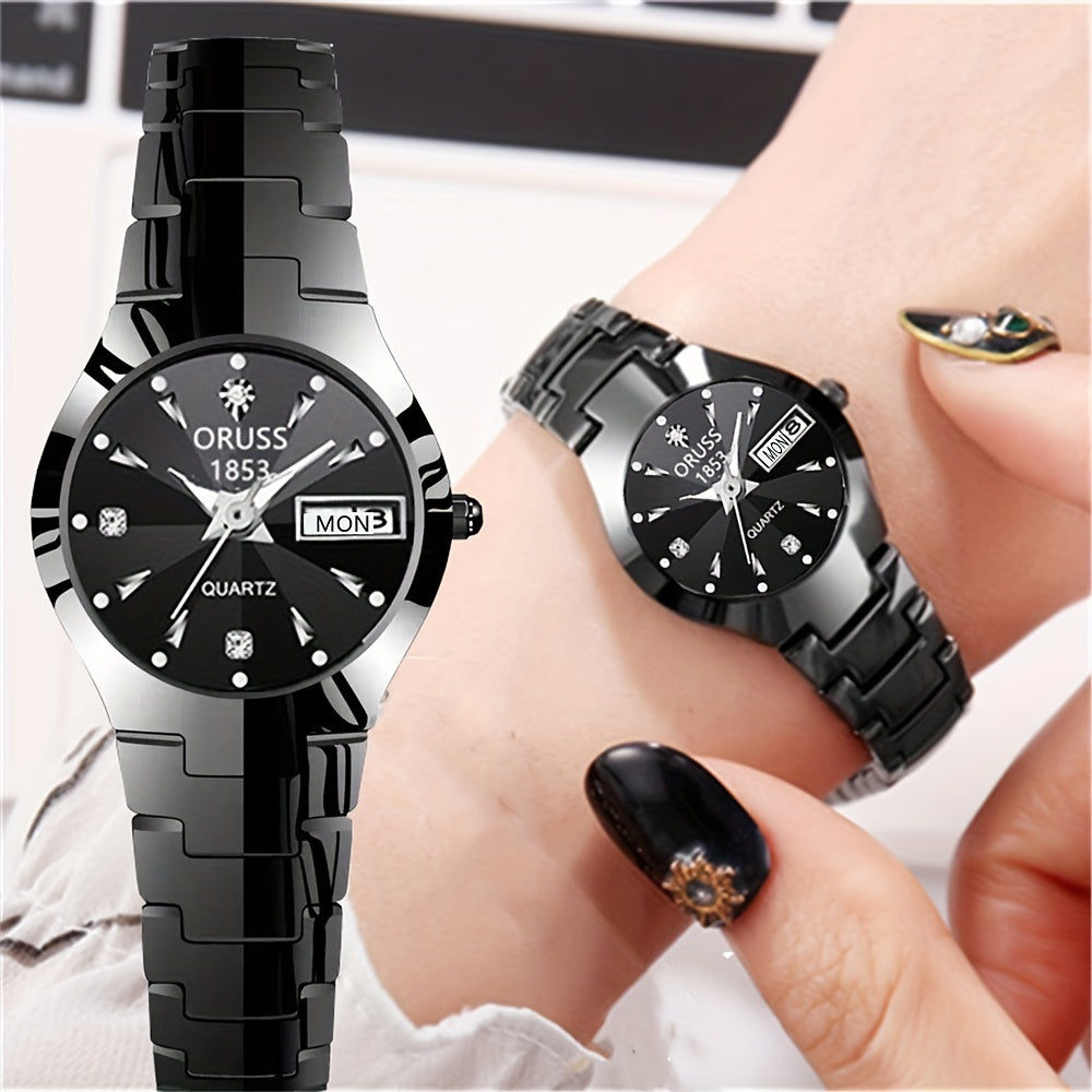 Women's All-in-One Steel Watch with Quartz Movement and Classic Design