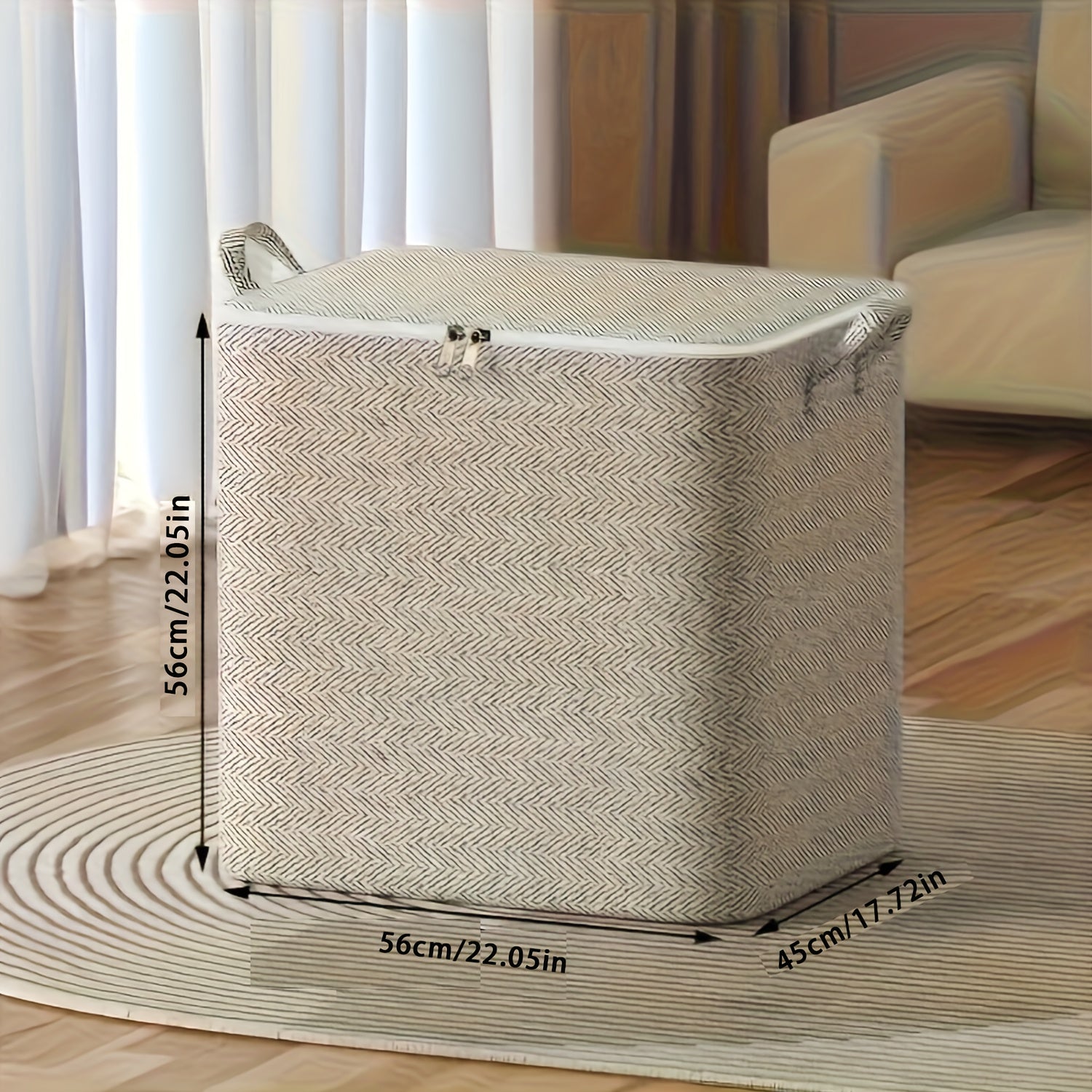 Gran cesta de ropa plegable con tapa, recipiente de almacenamiento de tela impermeable, asas, 54 kg