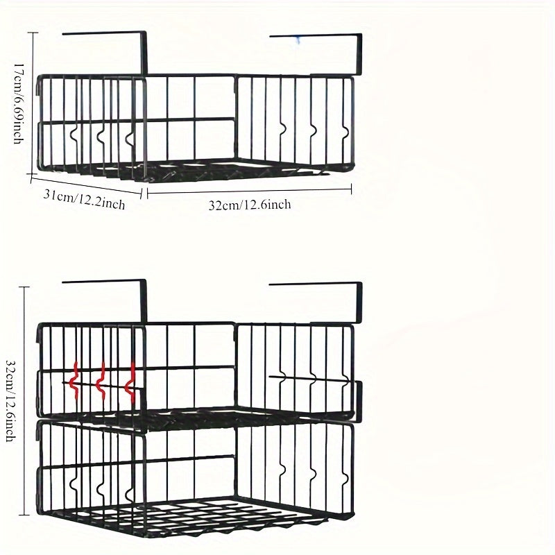 Estante de almacenamiento metálico con cestas de alambre para armario de cocina o organización de estanterías
