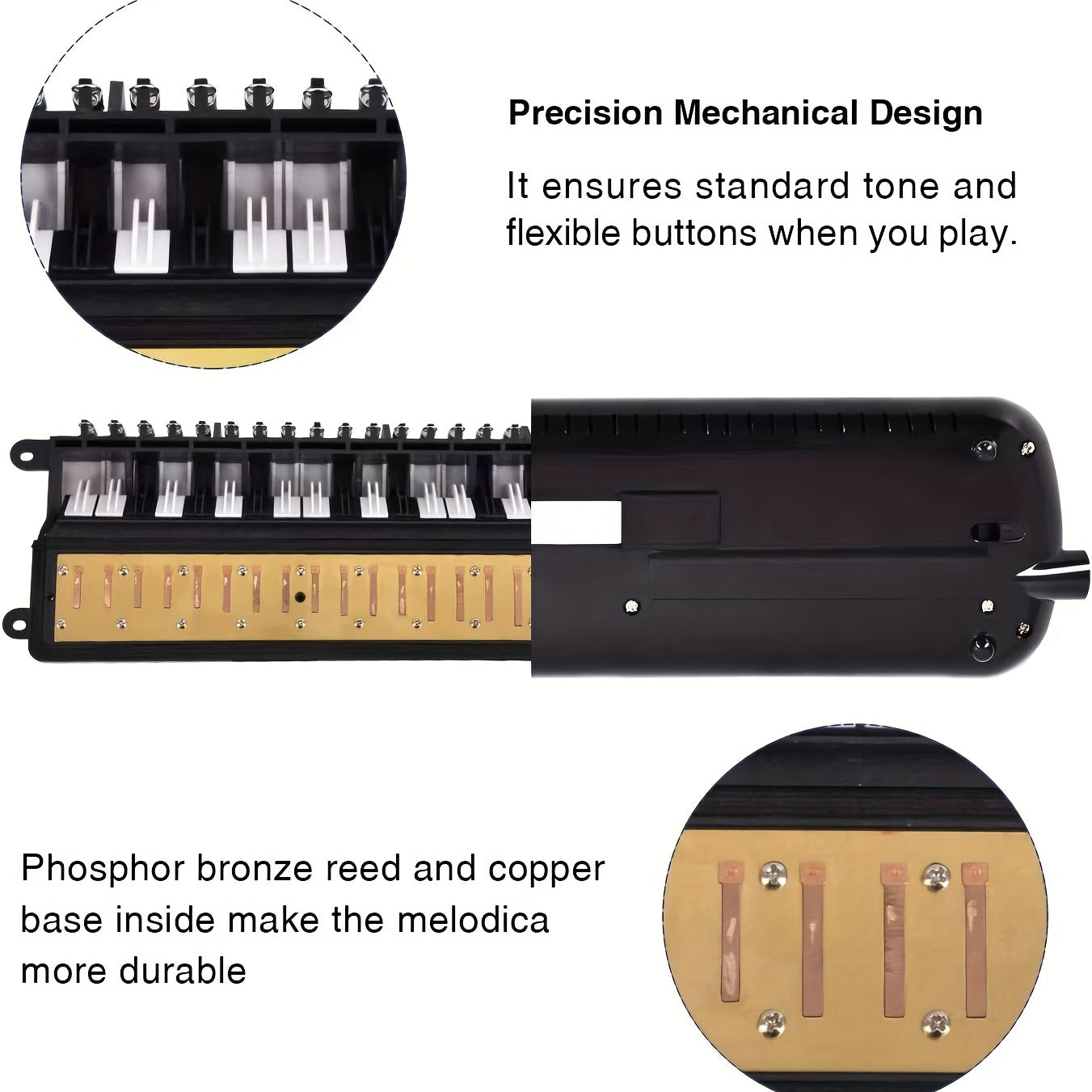 32-talaffuzli Soprano Melodica Air Piano Klaviatura Pianica, yumshoq uzun quvurlik, qisqa og'iz va tashish sumkasi bilan, qora, ko'k, pushti