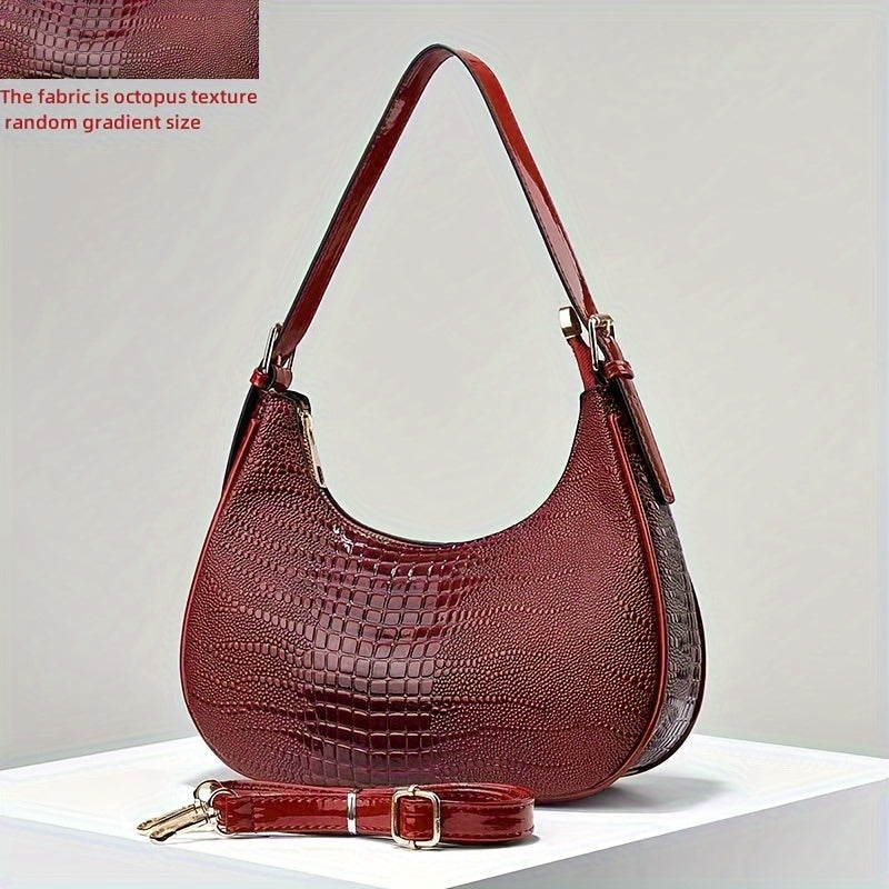 Women's Crossbody Bag with Crocodile Pattern Embossed PU Leather