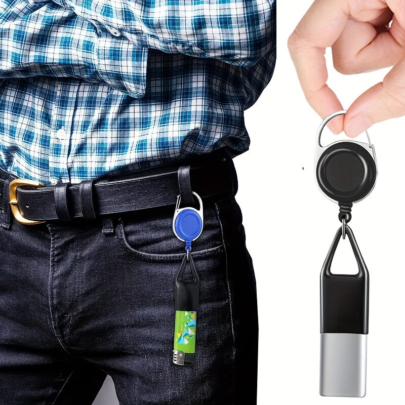 Unisex Plastic Retractable Lighter Key Holder Multi-Color Convenient Accessory