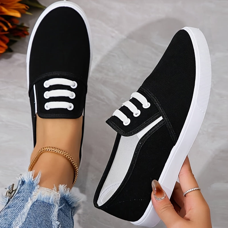 Zapatillas slip-on para mujer blancas, zapatos casuales, tela transpirable, suela de goma