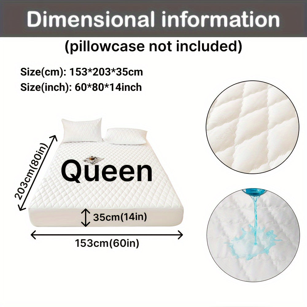 Waterproof Mattress Protector Breathable Dustproof Quilted Bed Cover in White Dark Blue Green Gray