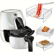 Stainless Steel Air Fryer Racks with Dual Layer Skewer Holder, Dishwasher Safe