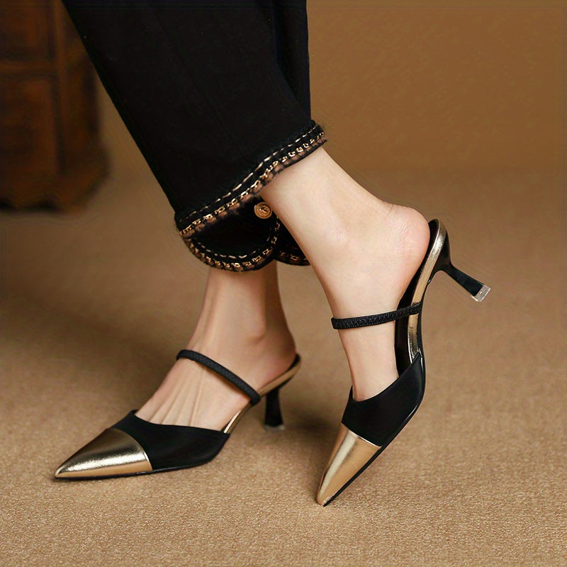 Ayollar uchun zamonaviy ikki rangli uchburchakli oyoq kiyimlari, bilak bog‘lamlari bilan