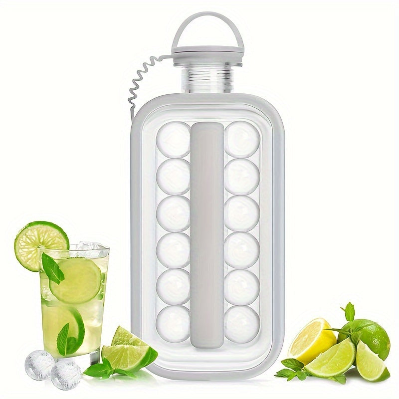 Foldable Ice Maker Water Bottle with Tray and Silicone Molds High Capacity