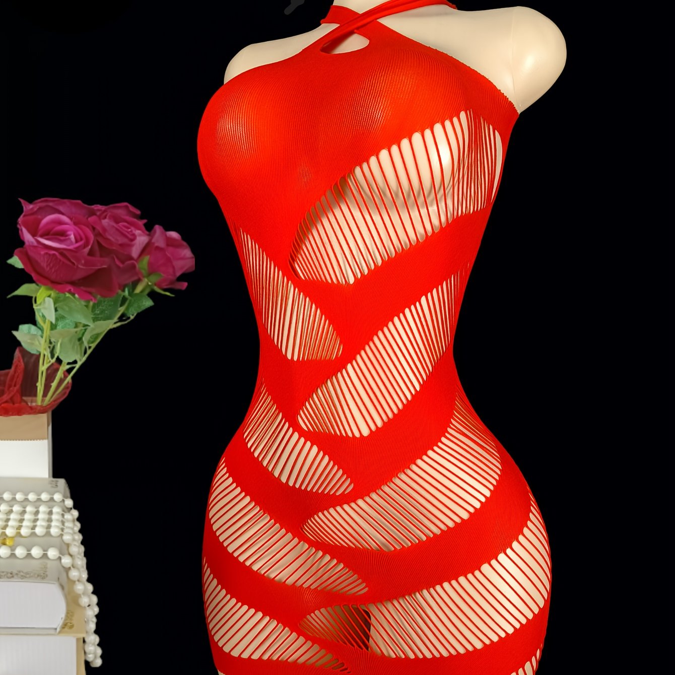 Women Mesh Fishnet Lingerie Dress Hollow Out Bodycon Cover Up Mini Beach Dress
