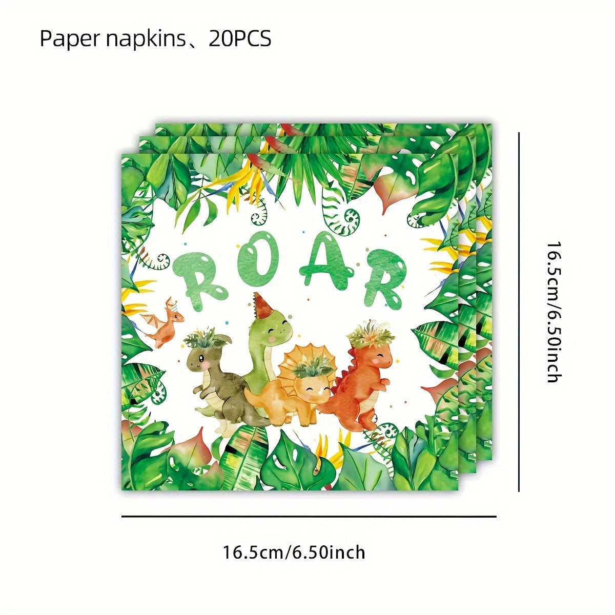 Set of 10 Dinosaur Party Supplies Watercolor Dino Tableware Plates Napkins Cups Decorations