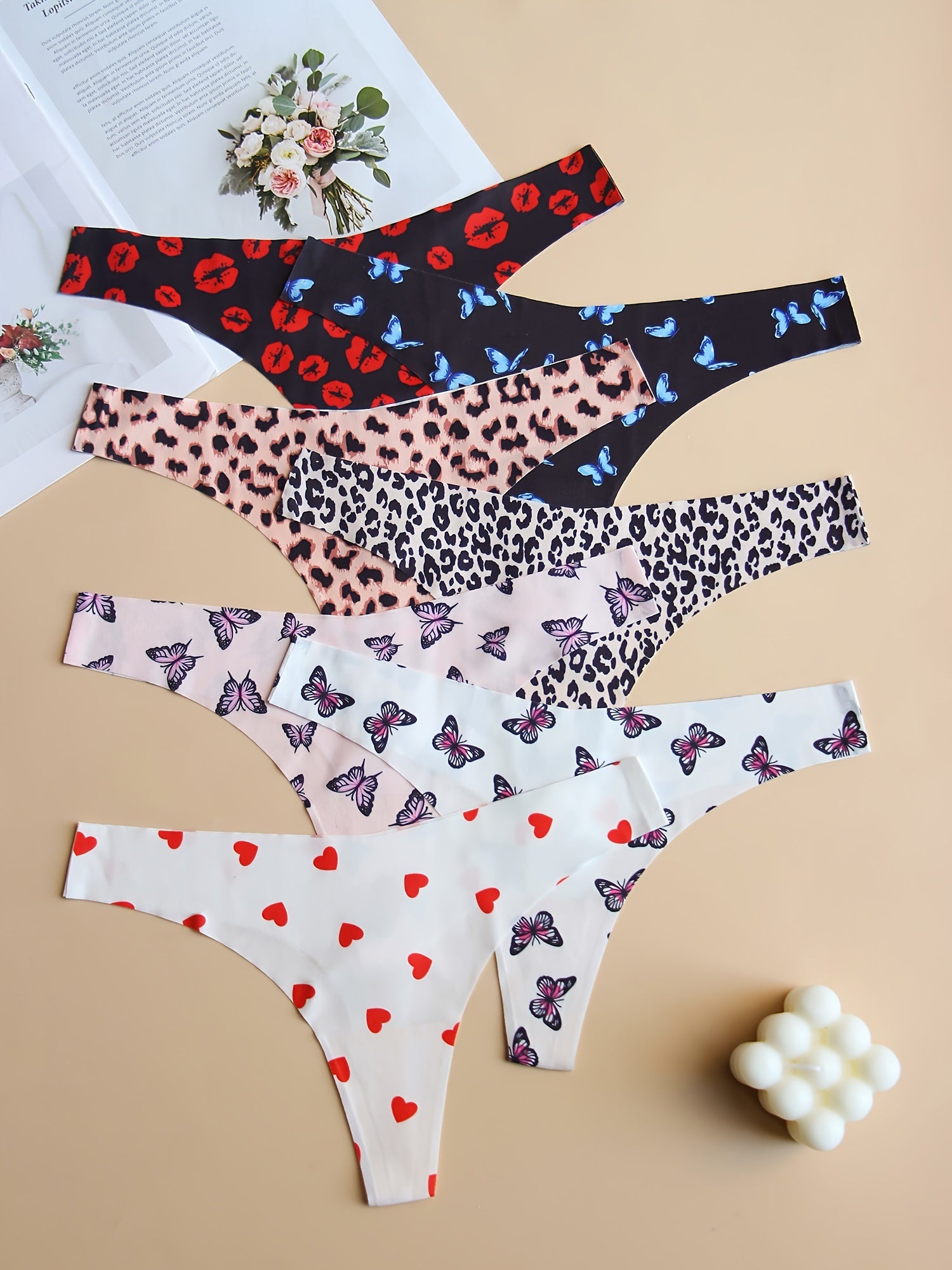 Seamless Thongs for Women Breathable Graphic Print Comfortable Underwear