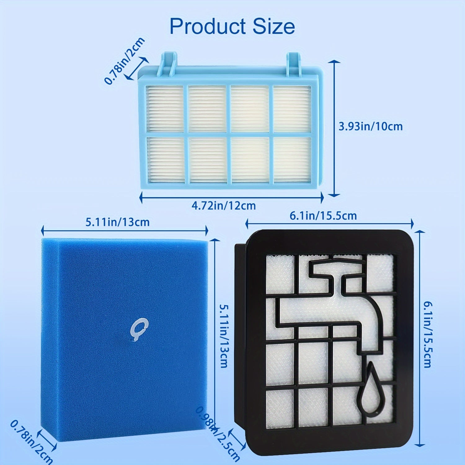 3 Pack Vacuum Filter Accessories for Compact and Active Cleaners HEPA Replacement