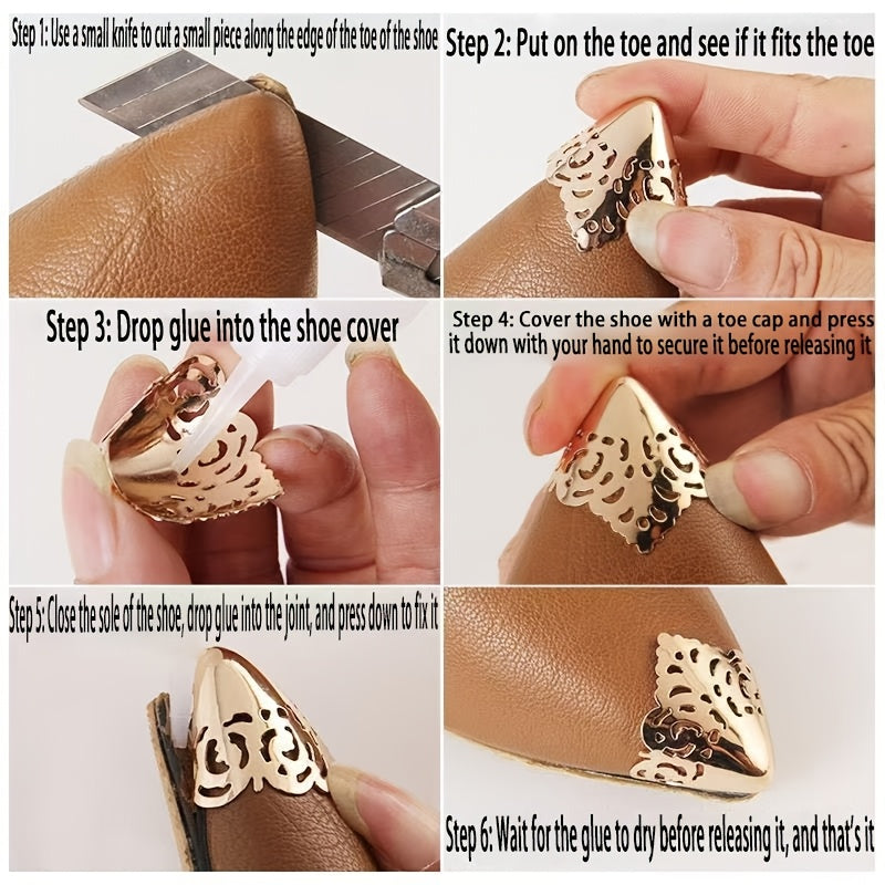 Women's Metal Toe Caps Three Colors Adjustable Hollow High Heel Covers